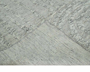 Contemporary Pattern Hand knotted High Low Ivory and Charcoal 8x10 wool Area Rug