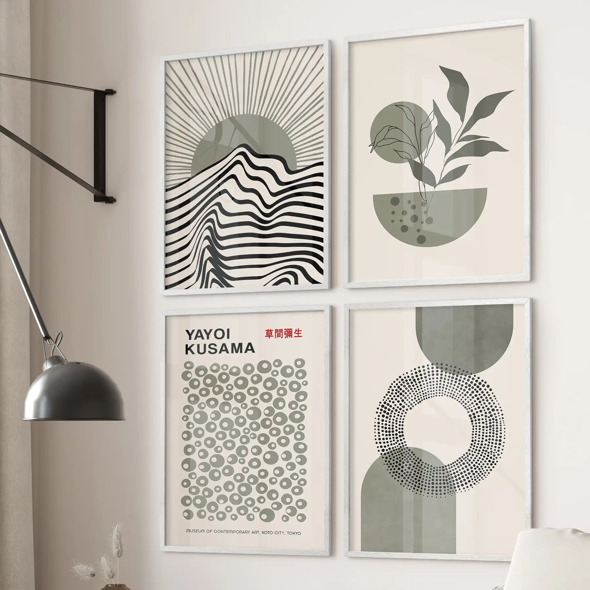 Yayoi Kusama, Bauhaus Inspired Wall Decor. Set of 4 Boho Art