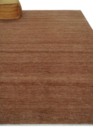 Contemporary Solid Brick Red Hand knotted Custom Made wool Area Rug