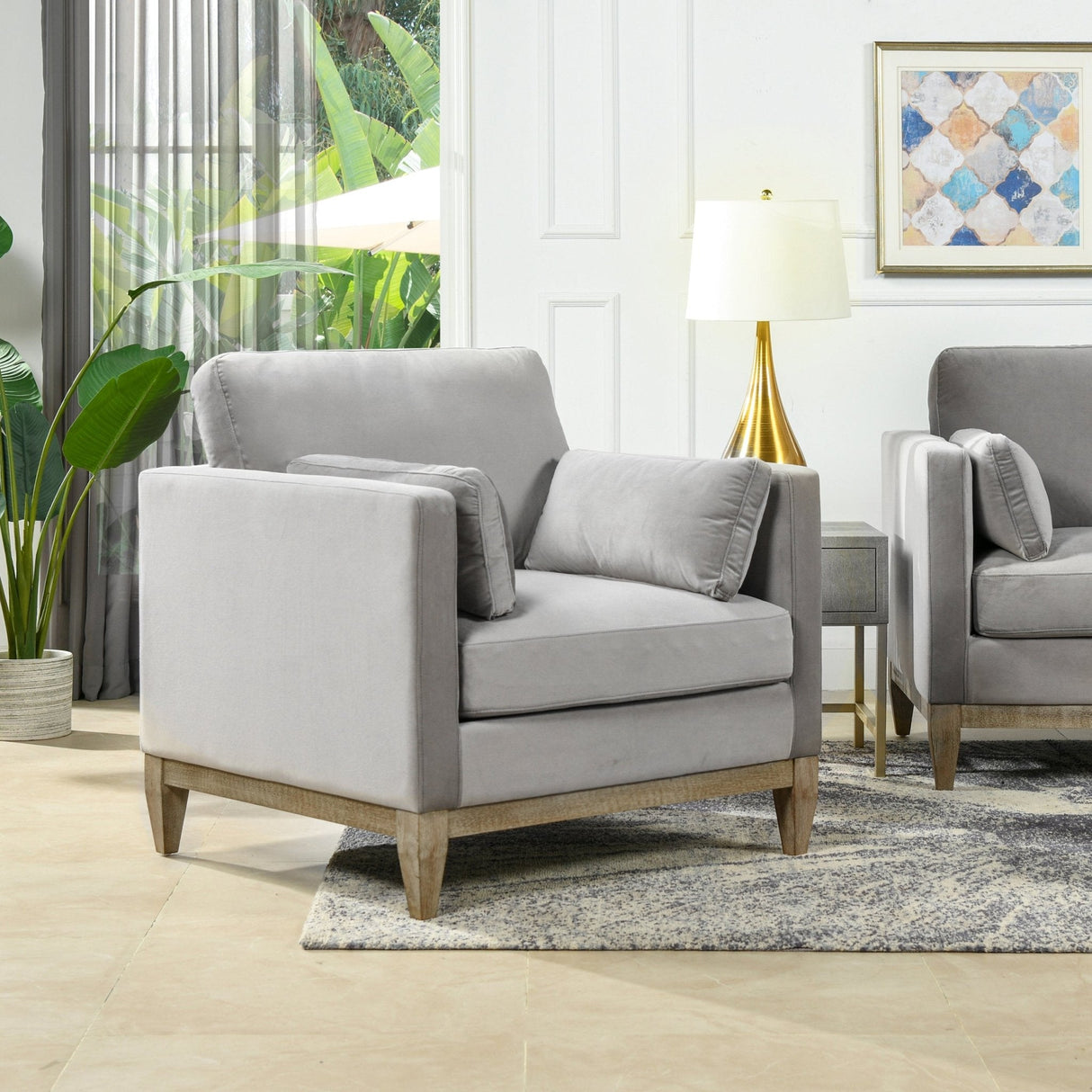 Contour Velvet Upholstered Accent Chair with Removable and Reversible Back - Accent Chairs