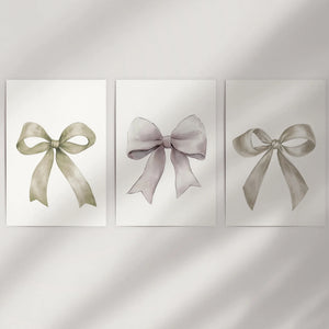 Aesthetic Bow Wall Art Set of 3. Neutral Gallery Set