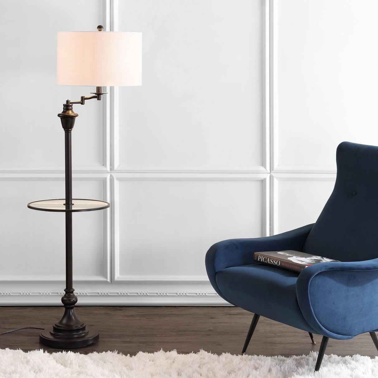 Cora metal/glass led side table and floor lamp - Tuesday Morning - Floor Lamps