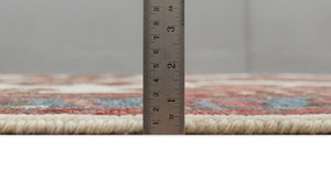 Coral Rust and Ivory Hand Knotted Traditional Heriz Serapi  Wool area Rug