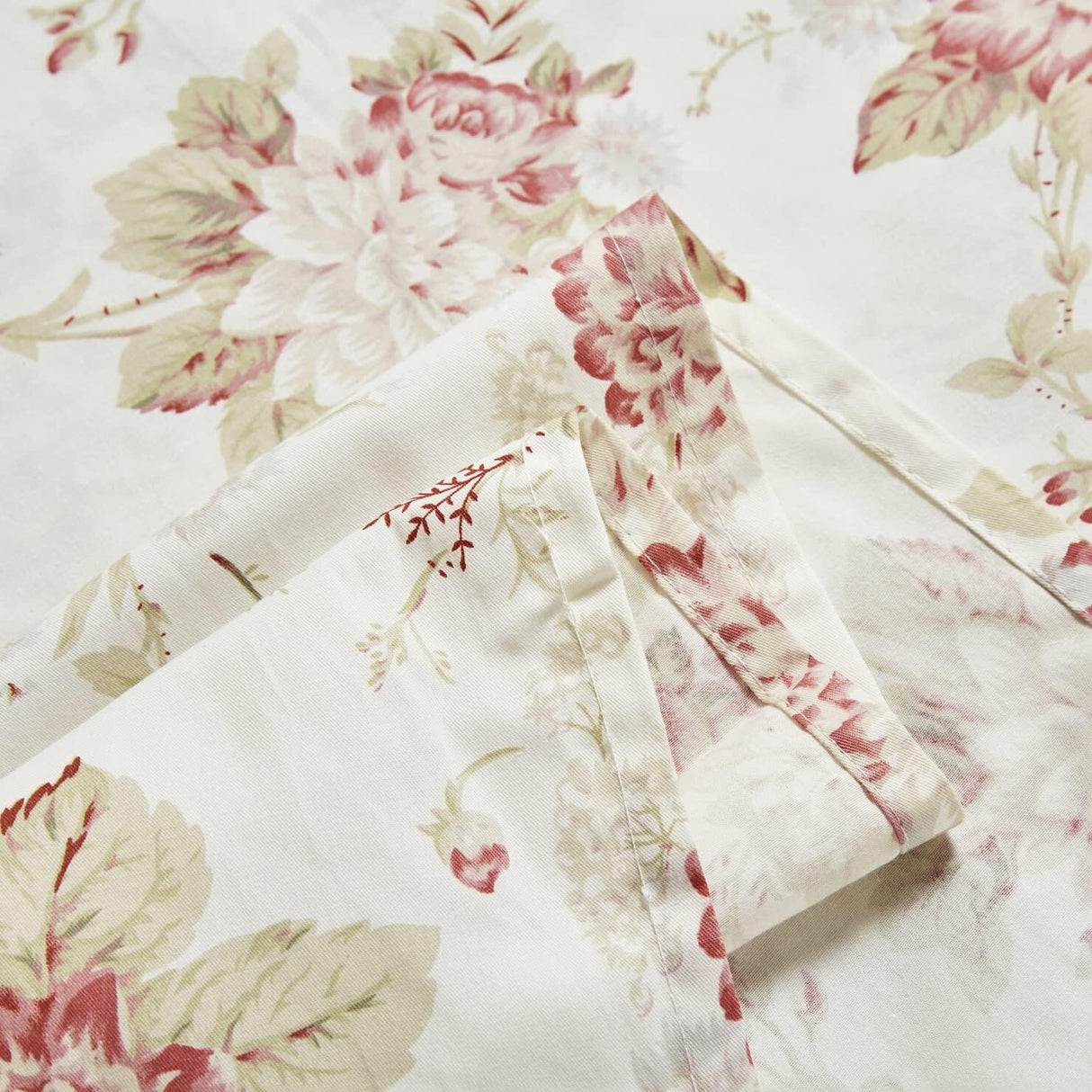 DaDa Bedding Hint of Mint Dainty Cottage Floral Roses Cotton Flat Sheet Only w/ Pillow Case (3036)