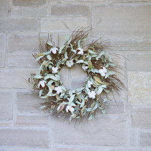 Cotton and Leaf Twig Wreath 28"D - Tuesday Morning - Wreaths
