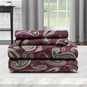 100% Cotton Flannel Bed Sheet Set Floral Paisley Deep Pocket - Sheet Set by Superior Brand