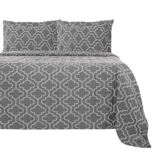 Cotton Flannel Trellis Duvet Cover Set with Button Closure - Duvet Cover Set by Superior Brand