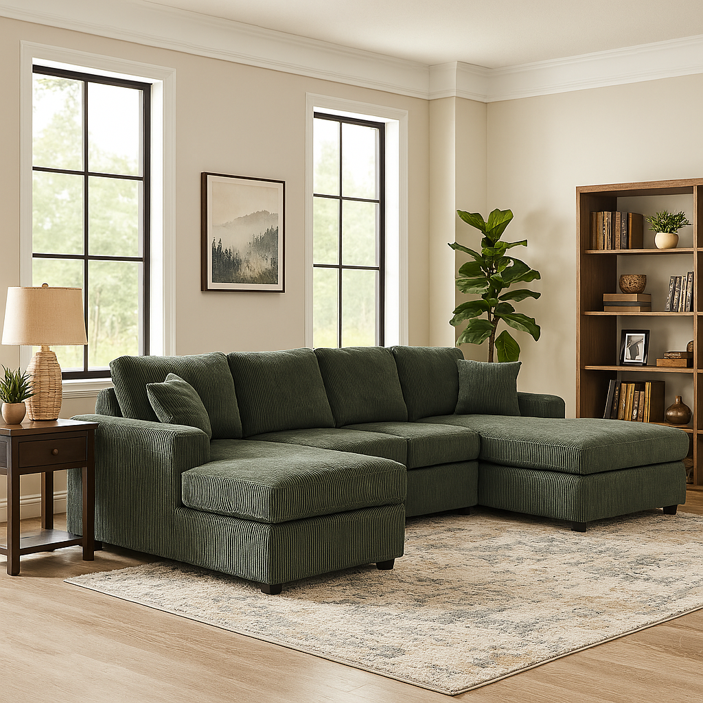The Sara Modular Corduroy U-Shaped Sectional Sofa