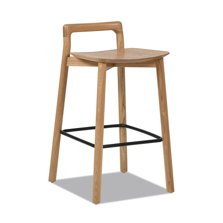 Counter Stool with Low Back and Black Iron Footrest - Counter Stools