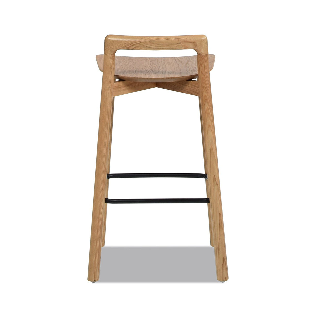 Counter Stool with Low Back and Black Iron Footrest - Counter Stools