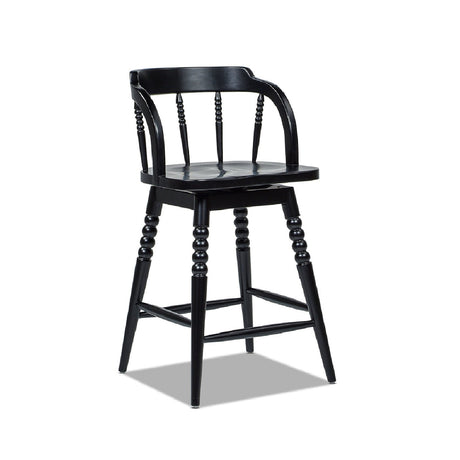 Counter Stool with Spindle Low - Back and Footrest - Counter Stools