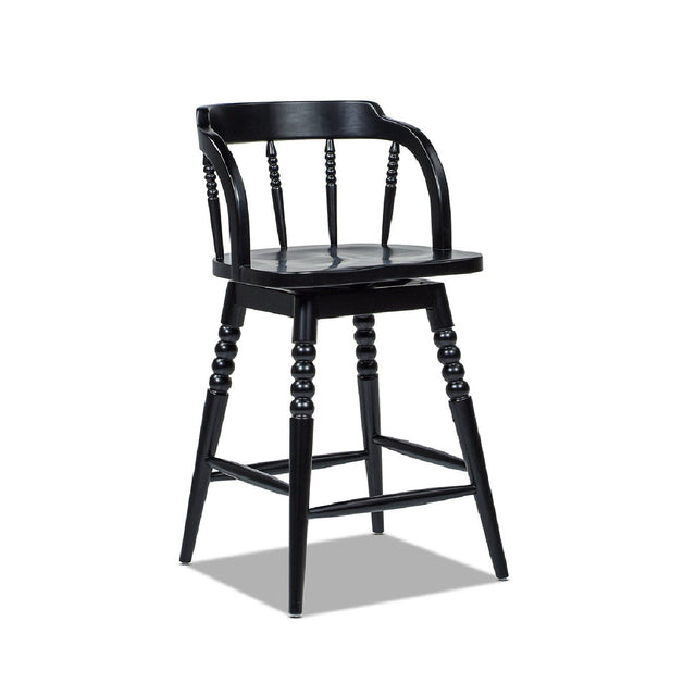 Counter Stool with Spindle Low - Back and Footrest - Counter Stools