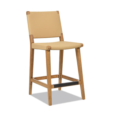 Counter Stool with Wood Frame, Open Back and Footrest - Counter Stools