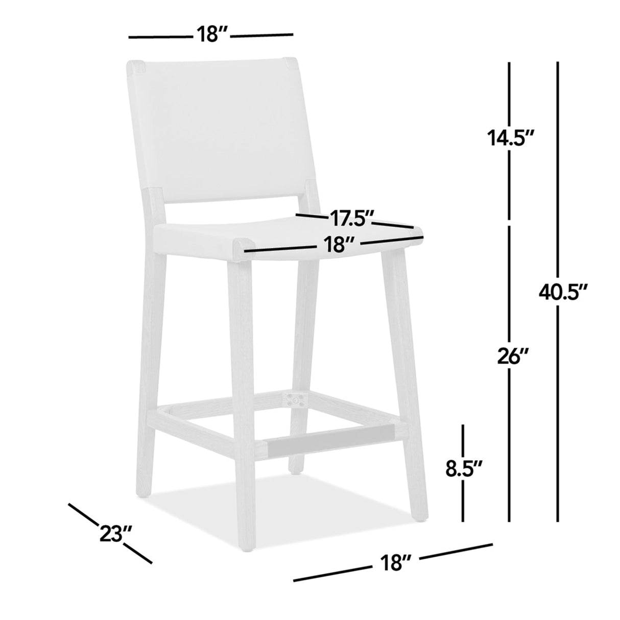 Counter Stool with Wood Frame, Open Back and Footrest - Counter Stools