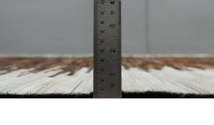Modern Stripes Leather Striped Tan Brown and Ivory Leather Multi Size Area Rug