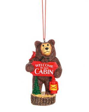 Bear Ornament - Welcome To Our Cabin