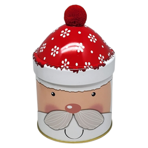 Gift Tin with Pom Pom Hat - Santa