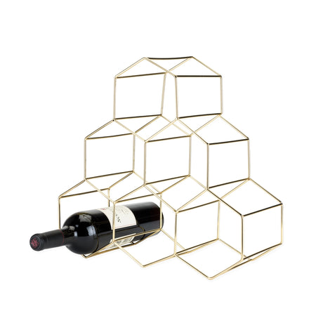 Belmont-geo-6-bottle-counter-top-wine-rack-in-gold-viski®-Wine-Bottle-Holders
