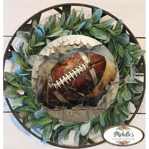 Cracked Wall Football Sign - Wreath Enhancement