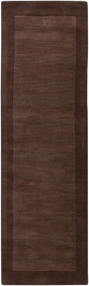 Bordered Solid Brown Wool Rug