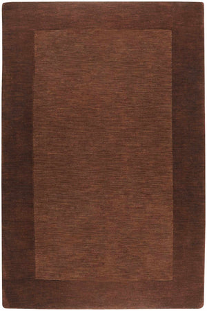 Bordered Solid Brown Wool Rug