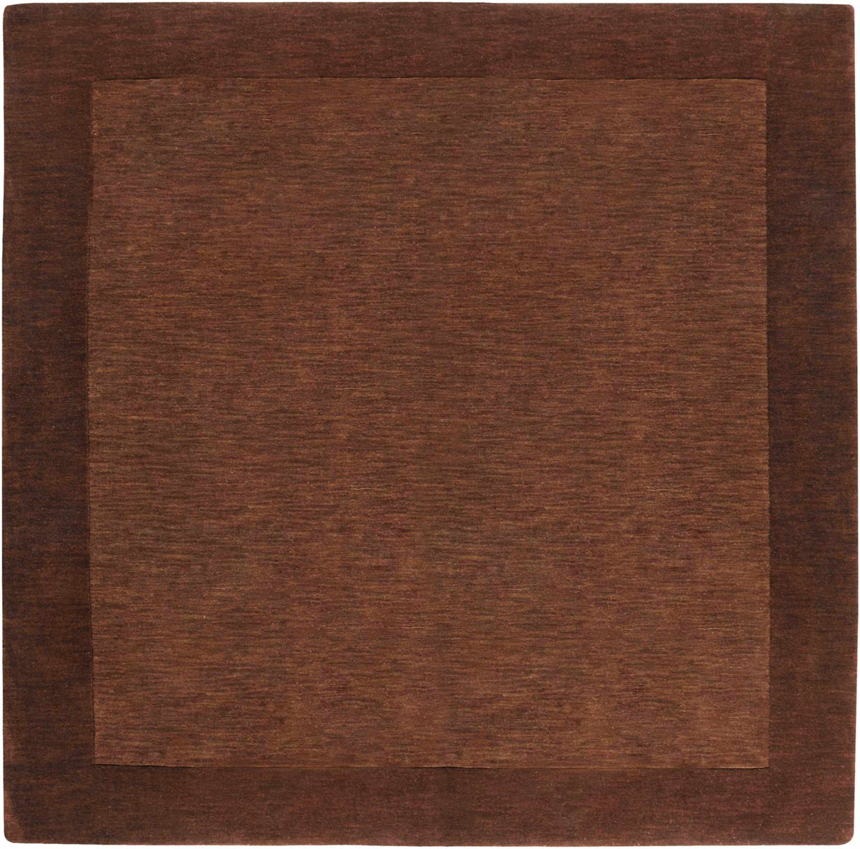 Bordered Solid Brown Wool Rug