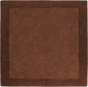 Bordered Solid Brown Wool Rug