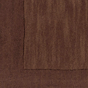 Bordered Solid Brown Wool Rug
