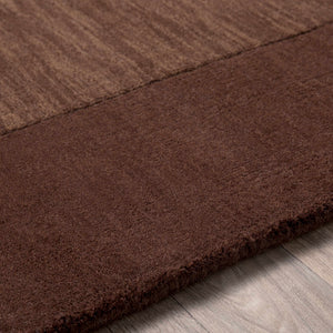 Bordered Solid Brown Wool Rug
