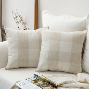 Set of 2 buffalo-check throw pillows size 18"x18" with 450g inserts of each