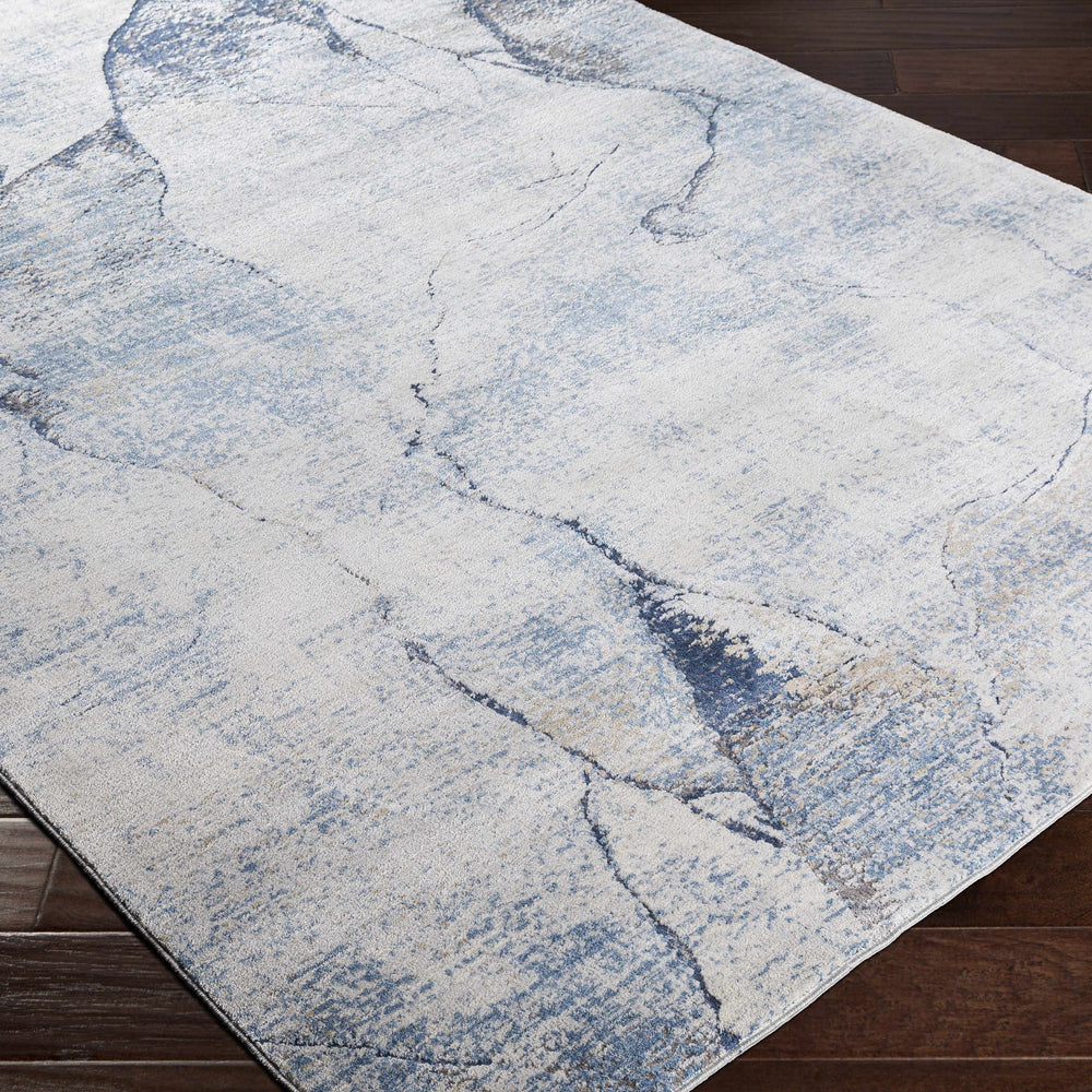Creighton Blue Marble Textured Luxe Rug
