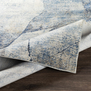 Creighton Blue Marble Textured Luxe Rug