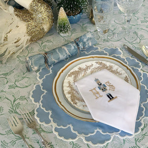 CRESSIDA SCALLOPED BLUE FABRIC PLACEMAT