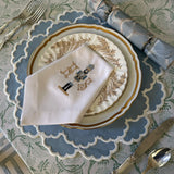 CRESSIDA SCALLOPED BLUE FABRIC PLACEMAT