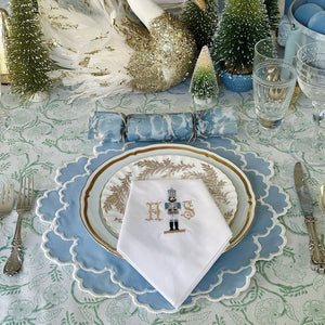 CRESSIDA SCALLOPED BLUE FABRIC PLACEMAT