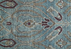 Crown Custom Made Traditional Design Blue Hand Knotted Wool Rug