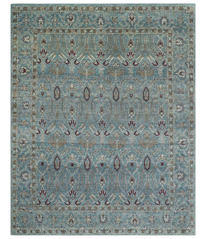 Crown Custom Made Traditional Design Blue Hand Knotted Wool Rug