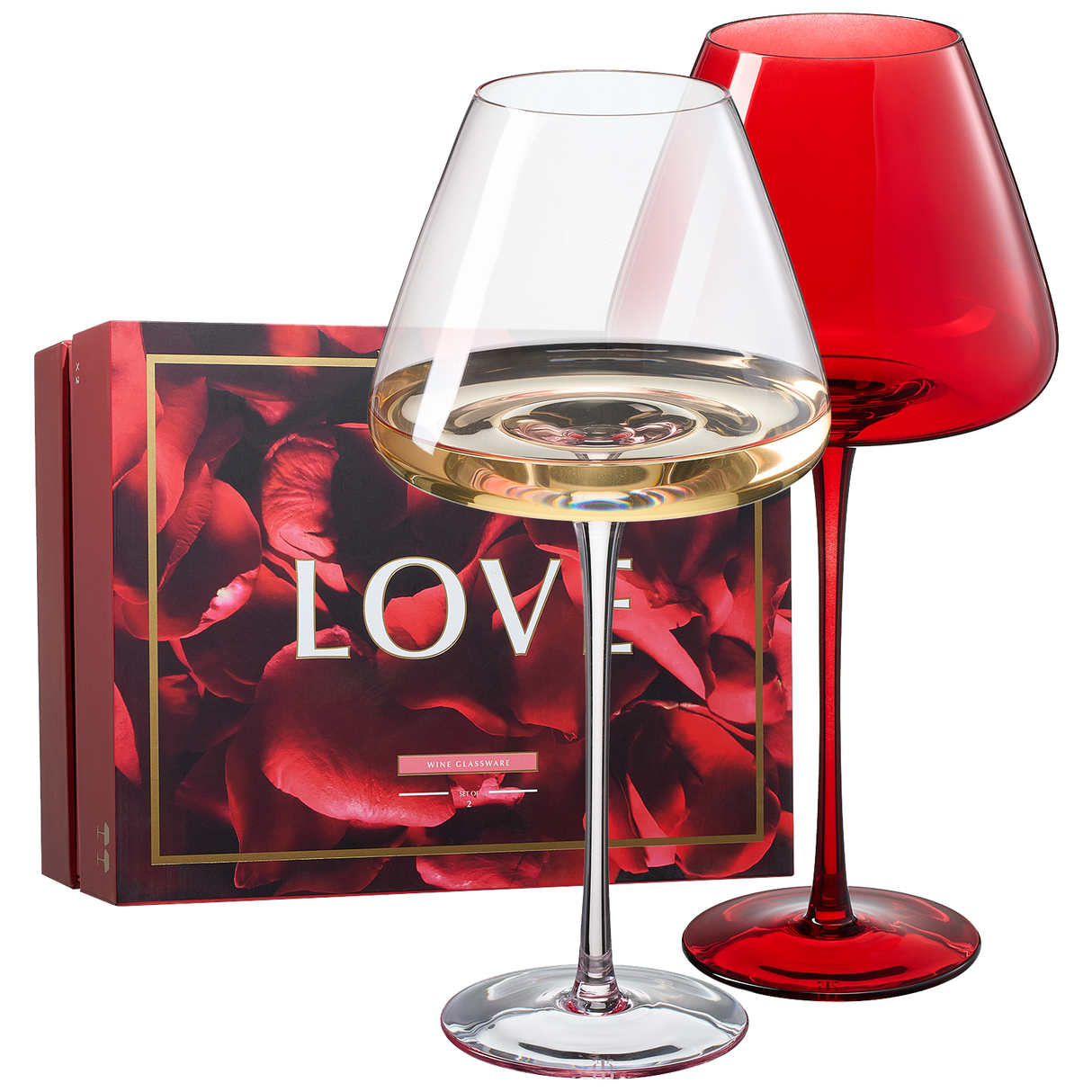 Love Stemmed Wine Glassware, Set of 2