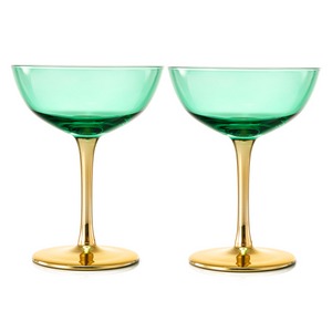 Deco Champagne Coupe Cocktail Glassware, Set of 4