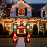 10-Ft. Santa's Toy Shop Archway w/ Toy Soldiers and Rocking Horse, Prelit Outdoor Christmas Inflatable with Storage Bag