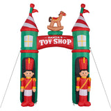 10-Ft. Santa's Toy Shop Archway w/ Toy Soldiers and Rocking Horse, Prelit Outdoor Christmas Inflatable with Storage Bag
