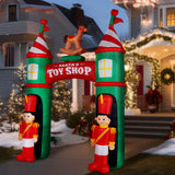10-Ft. Santa's Toy Shop Archway w/ Toy Soldiers and Rocking Horse, Prelit Outdoor Christmas Inflatable with Storage Bag