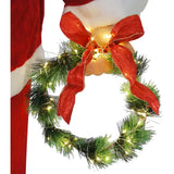 58-In. Traditional Dancing Santa Claus with Wreath and Gift Sack, Animated Indoor Christmas Holiday Home Decor