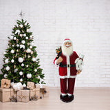 58-In. Dancing Santa Claus with Teddy Bear, Animated Indoor Christmas Holiday Home Decor