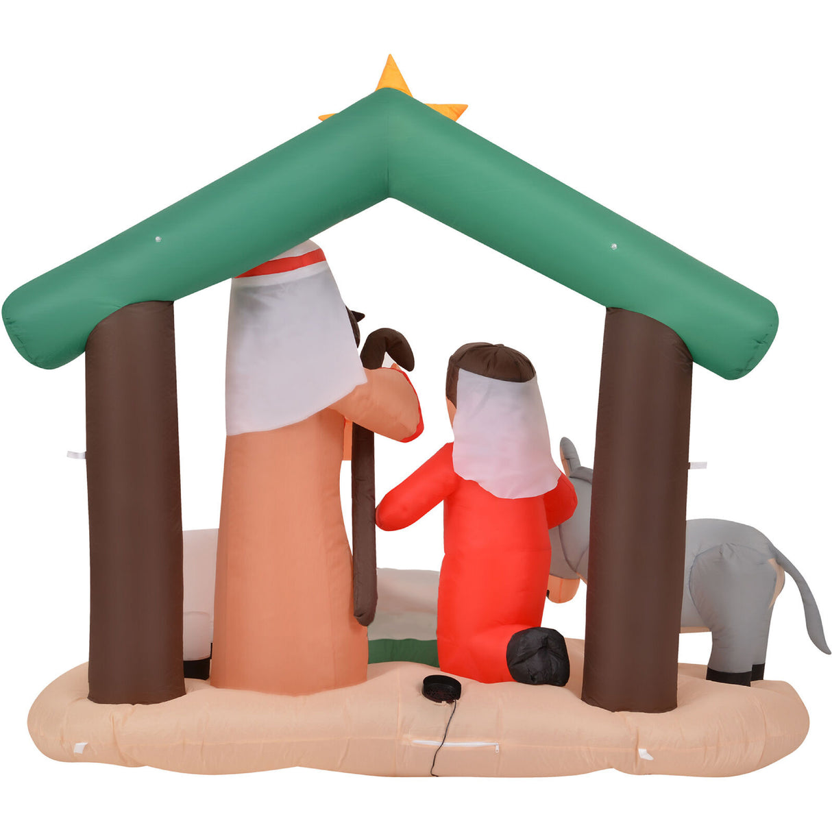 7-Ft. Wide Nativity with Mary, Joseph, Baby Jesus, and Animals, Prelit Outdoor Christmas Inflatable with Storage Bag