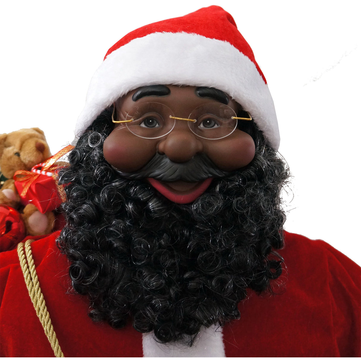 4-Ft. Music and Motion African American Santa Claus in the Chimney, Animated Indoor Christmas Holiday Home Decor