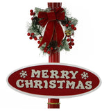 69-In. Musical Snow Globe Lamp Post with Santa Scene, 2 Signs, Cascading Snow, and Christmas Carols, Red