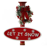 69-In. Musical Snow Globe Lamp Post with Santa Scene, 2 Signs, Cascading Snow, and Christmas Carols, Red