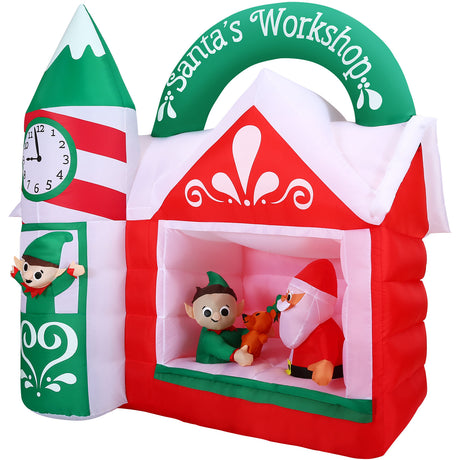 6-Ft. Wide Pre-Lit Inflatable Santa's Workshop Outdoor Christmas Decoration