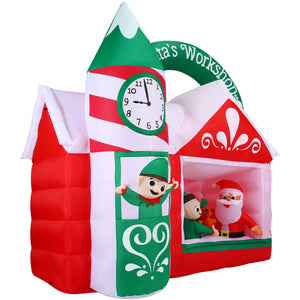 6-Ft. Wide Pre-Lit Inflatable Santa's Workshop Outdoor Christmas Decoration